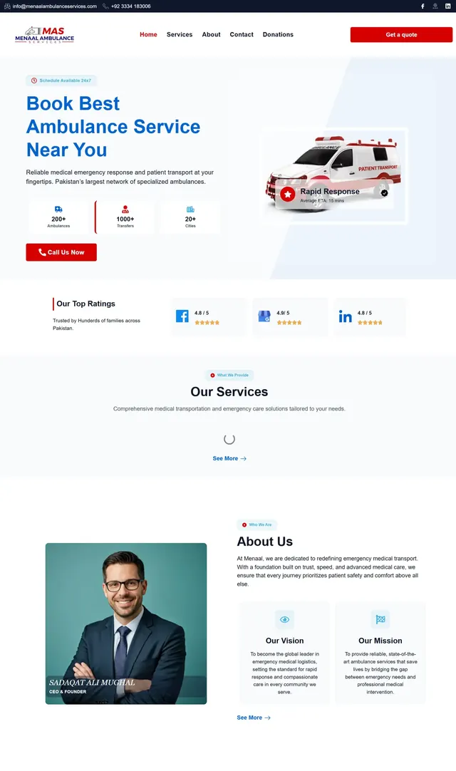 Meena Ambulance Services Website